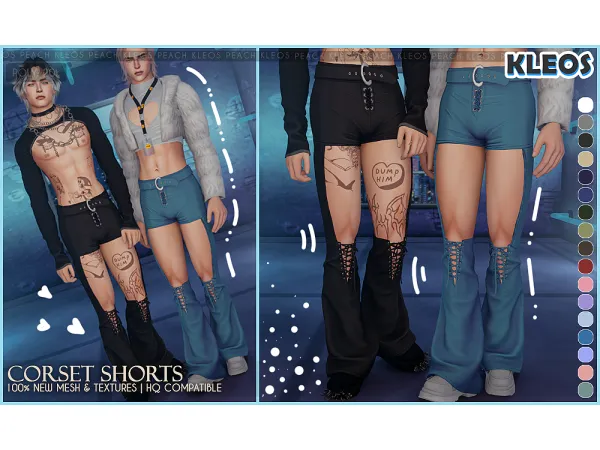 Alpha PEACH Corset Shorts UPDATED by simsfinds - The Sims 4 Custom Content