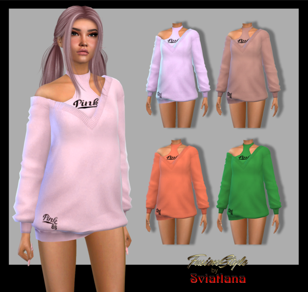 Alpha Long V Neck Sweater with Crop Top by fusionstylesims4 - The Sims 4 Custom Content