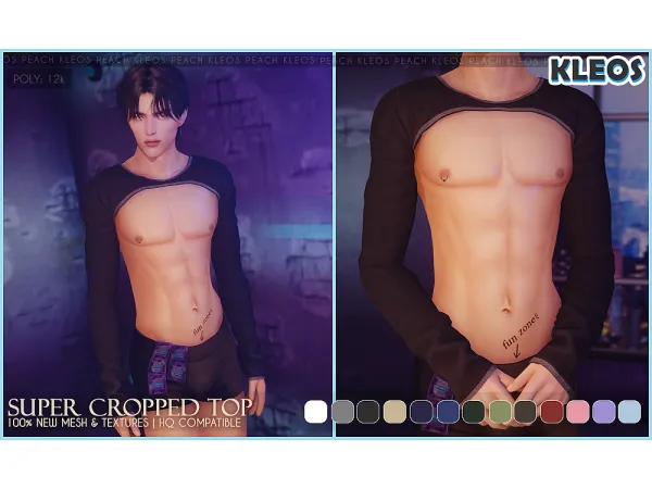 Alpha PEACH Super Cropped Top by kleossims - The Sims 4 Custom Content