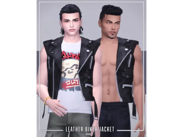 Maxis Match Leather Biker Jacket by oranos - The Sims 4 Custom Content