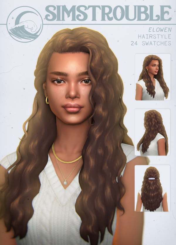 Maxis Match Elowen Hairstyle (2 Versions) by simsfinds - The Sims 4 Custom Content