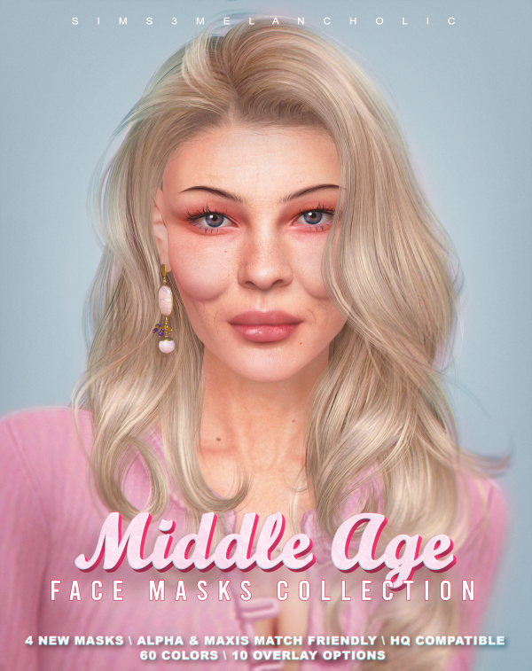 Alpha MIDDLE AGE FACE MASKS COLLECTION by simsfinds - The Sims 4 Custom Content