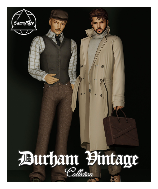 Alpha Durham Vintage Male Collection (Coat Set Shirt Vest Pants) by simsfinds - The Sims 4 Custom Content