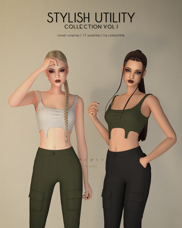Alpha Corset Crop Top Stylish Utility Collection by luxysims - The Sims 4 Custom Content