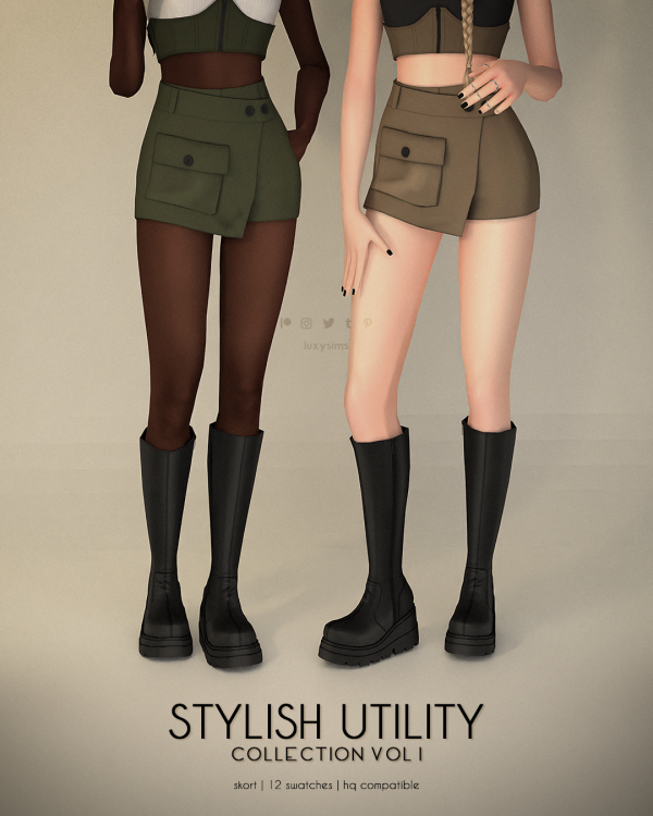 Alpha Skort Stylish Utility Collection by luxysims - The Sims 4 Custom Content