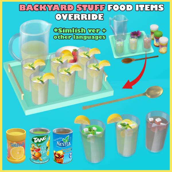 Mix Backyard Stuff Food Items Override by simsfinds - The Sims 4 Custom Content