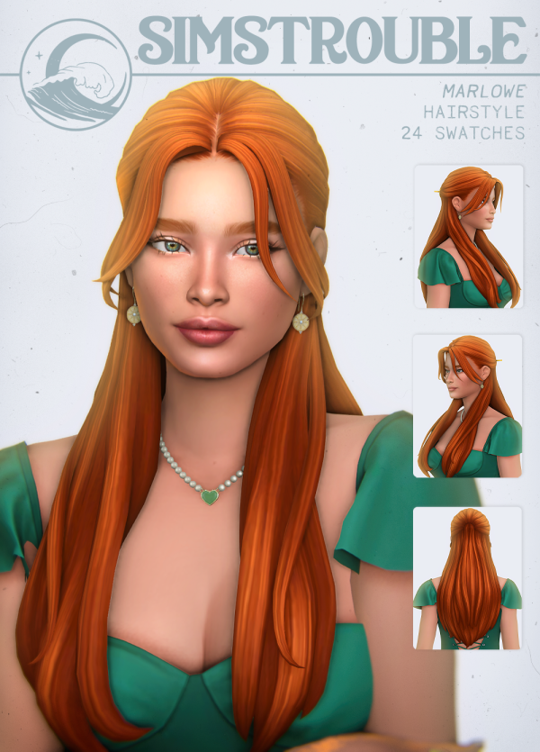 Maxis Match Marlowe Hairstyle (6 Versions) by simsfinds - The Sims 4 Custom Content