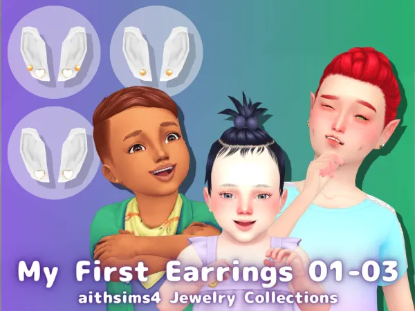 Maxis Match My First Earrings 01 03 by aithsims - The Sims 4 Custom Content