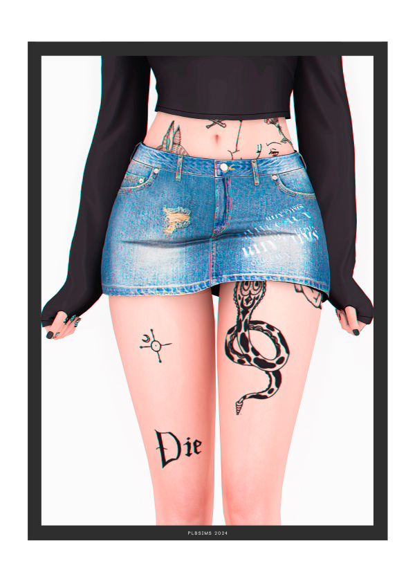 Alpha Doll Denim Skirt by plbsims - The Sims 4 Custom Content