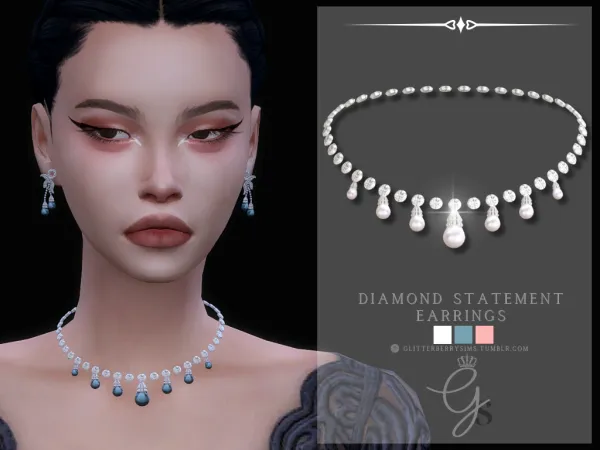 Alpha Diamond Statement Necklace by simsfinds - The Sims 4 Custom Content