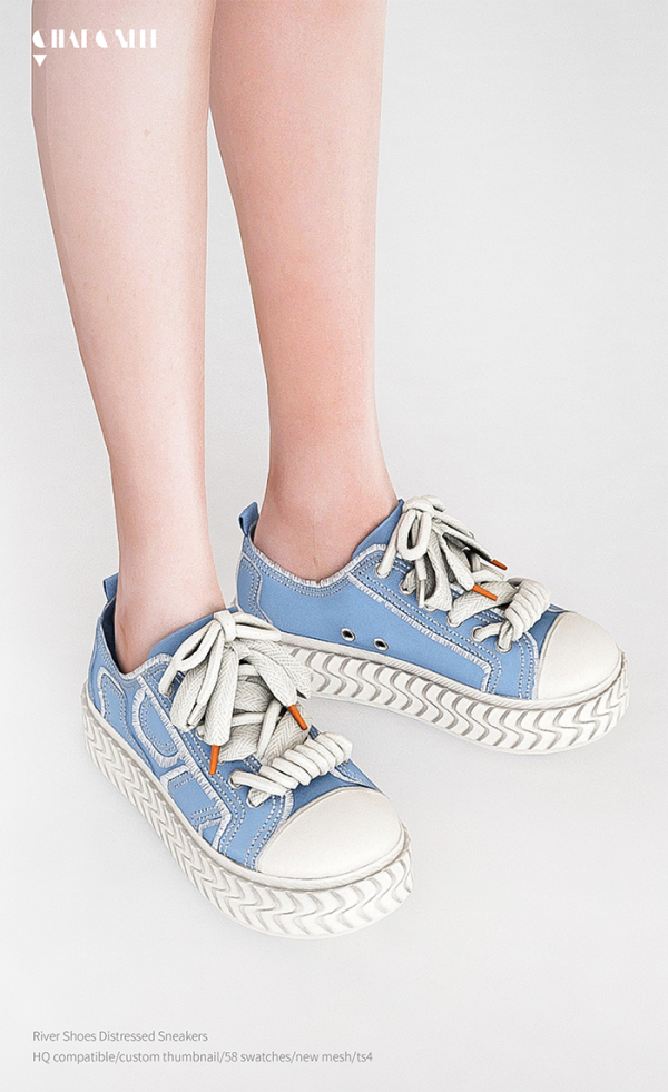 Mix River Shoes Distressed Sneakers by simsfinds - The Sims 4 Custom Content