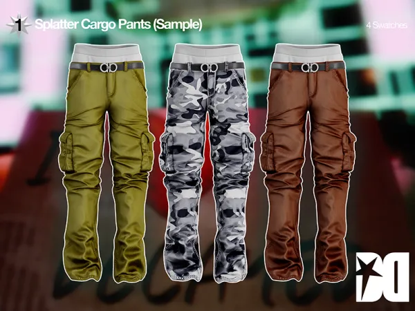 Alpha splatter cargo pants (sample) - The Sims 4 Custom Content