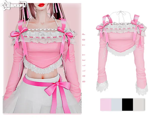 Alpha Balletcore Collection Ballet Top [66 Items] by simsfinds - The Sims 4 Custom Content
