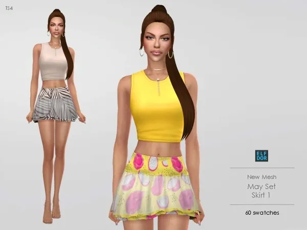 Maxis Match Spring Skirt 1 by elfdor - The Sims 4 Custom Content