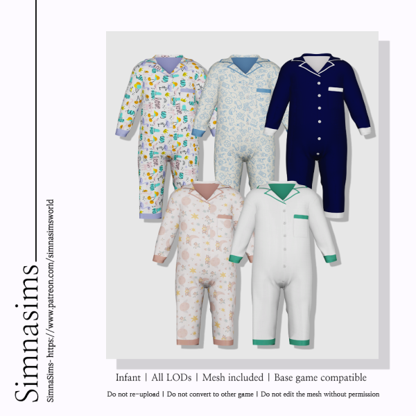 Mix Infant pajama onesie by simsfinds - The Sims 4 Custom Content