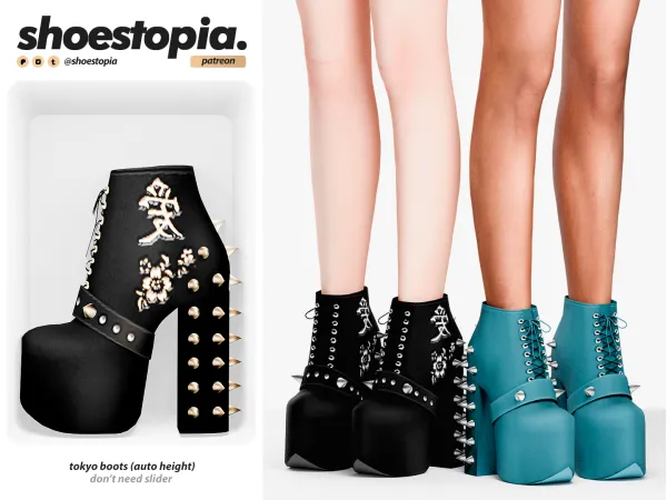 Alpha tokyo boots (auto height) by shoestopia - The Sims 4 Custom Content