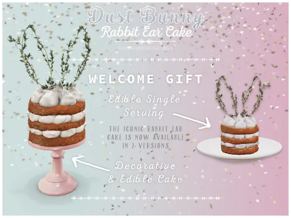 Mix dust bunny rabbit ear cake (gift) - The Sims 4 Custom Content