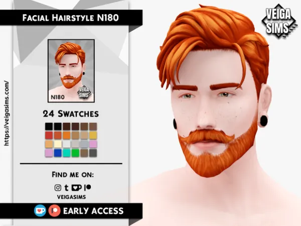 Maxis Match Facial Hair Style N180 by simsfinds - The Sims 4 Custom Content