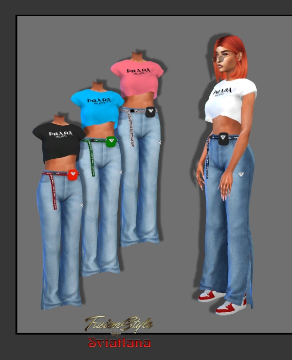 Alpha Сrop top and Jeans by fusionstylesims4 - The Sims 4 Custom Content