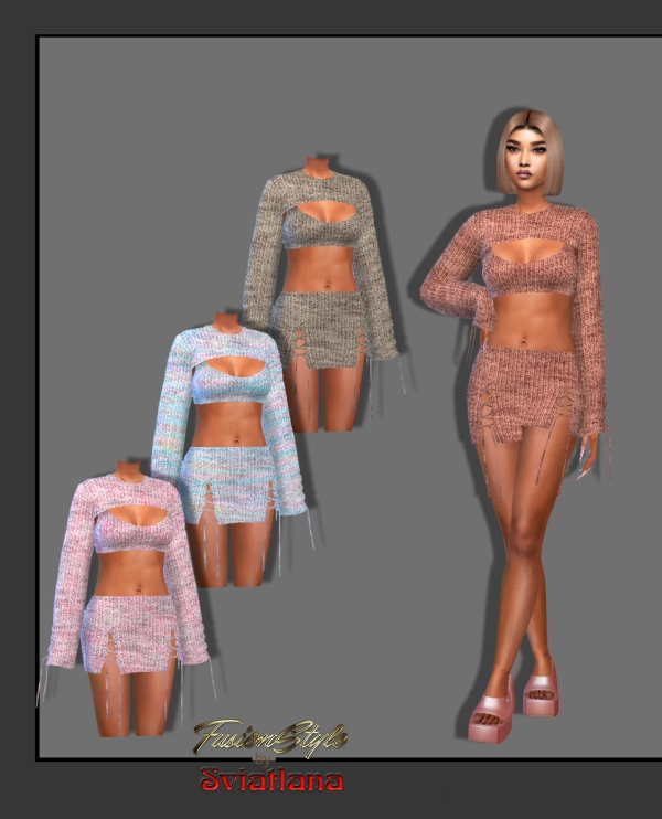 Alpha Dress knitted by fusionstylesims4 - The Sims 4 Custom Content