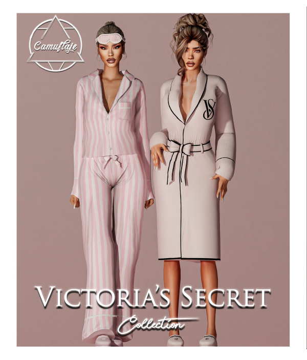 Alpha Victoria's Secret Sleepwear Collection (Pajama Set Robe) by simsfinds - The Sims 4 Custom Content