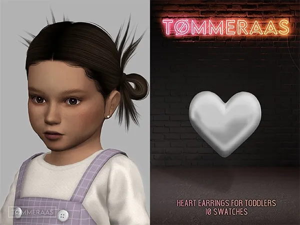 Alpha TØMMERAAS Heart Earrings for Toddlers (58) by tommeraas - The Sims 4 Custom Content