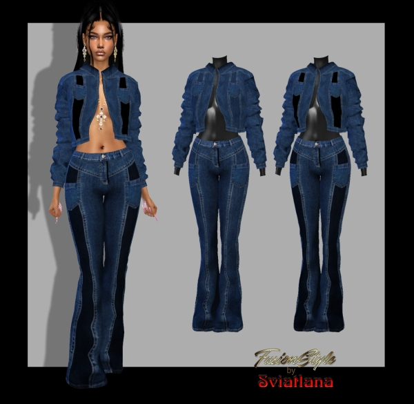 Alpha Denim jacket jeans by fusionstylesims4 - The Sims 4 Custom Content