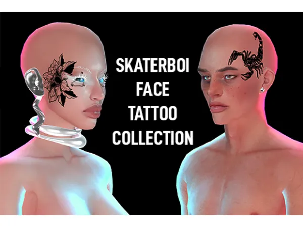Mix Skaterboi Face Tattoo Collection - The Sims 4 Custom Content