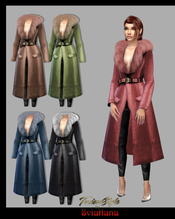 Alpha The leather coat with fur trim by fusionstylesims4 - The Sims 4 Custom Content