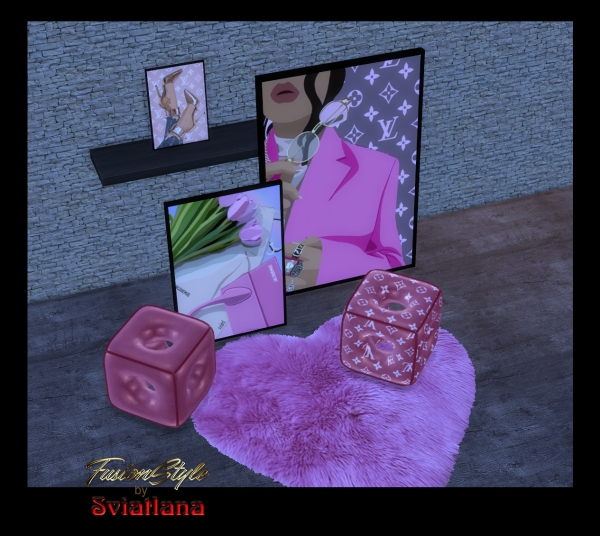 Alpha Poster and Ottoman by fusionstylesims4 - The Sims 4 Custom Content