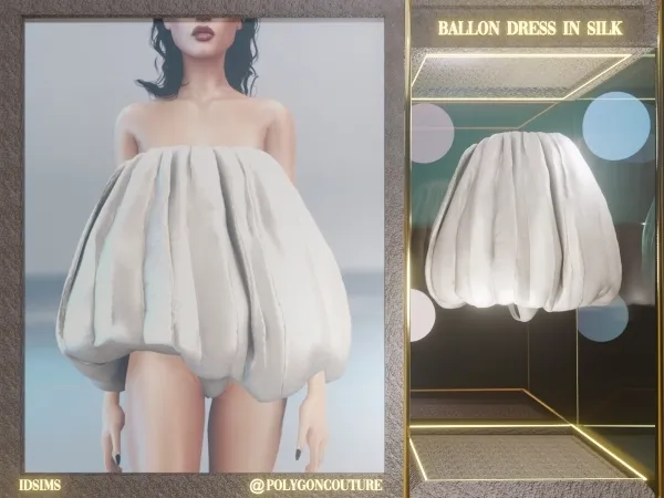Mix Ballon Dress in Silk by polygoncouture - The Sims 4 Custom Content