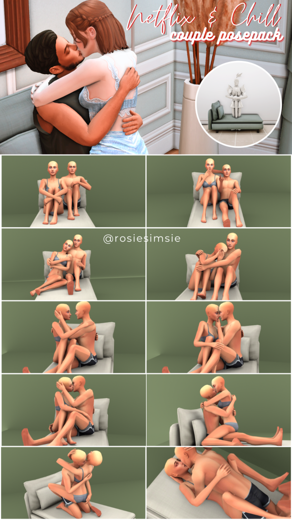 Maxis Match Posepack Netflix Chill by simsfinds - The Sims 4 Custom Content