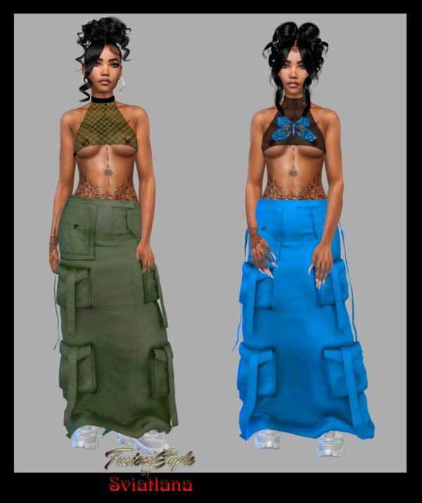 Alpha Maxi Skirt with patch pockets by fusionstylesims4 - The Sims 4 Custom Content