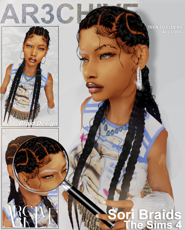 Alpha Sori Braids by simsfinds - The Sims 4 Custom Content
