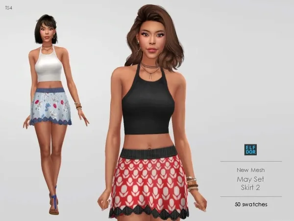 Maxis Match Spring Skirt 2 by elfdor - The Sims 4 Custom Content