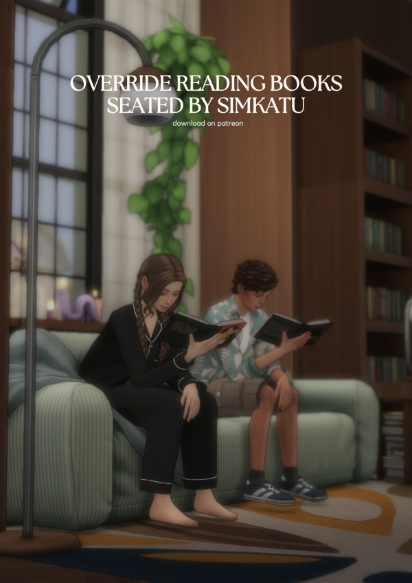 Maxis Match override reading books seated by simsfinds - The Sims 4 Custom Content