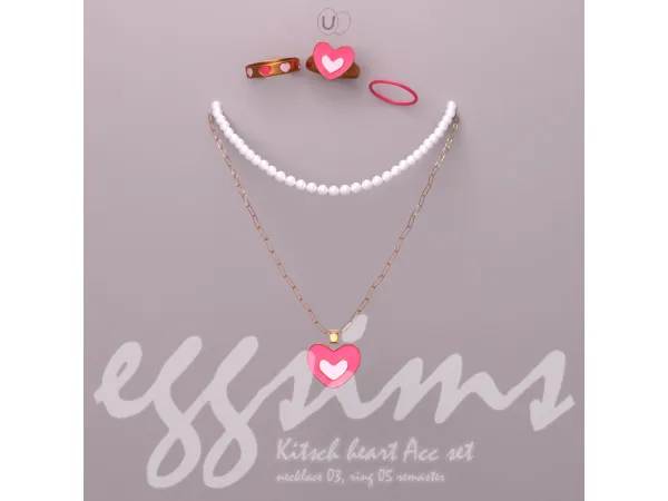Alpha Kitsch heart Acc set (202405 Remaster ver) by eggsims - The Sims 4 Custom Content