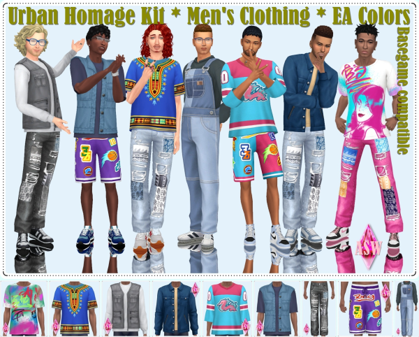 Maxis Match Urban Homage Kit Men's Clothing EA Colors by simsfinds - The Sims 4 Custom Content
