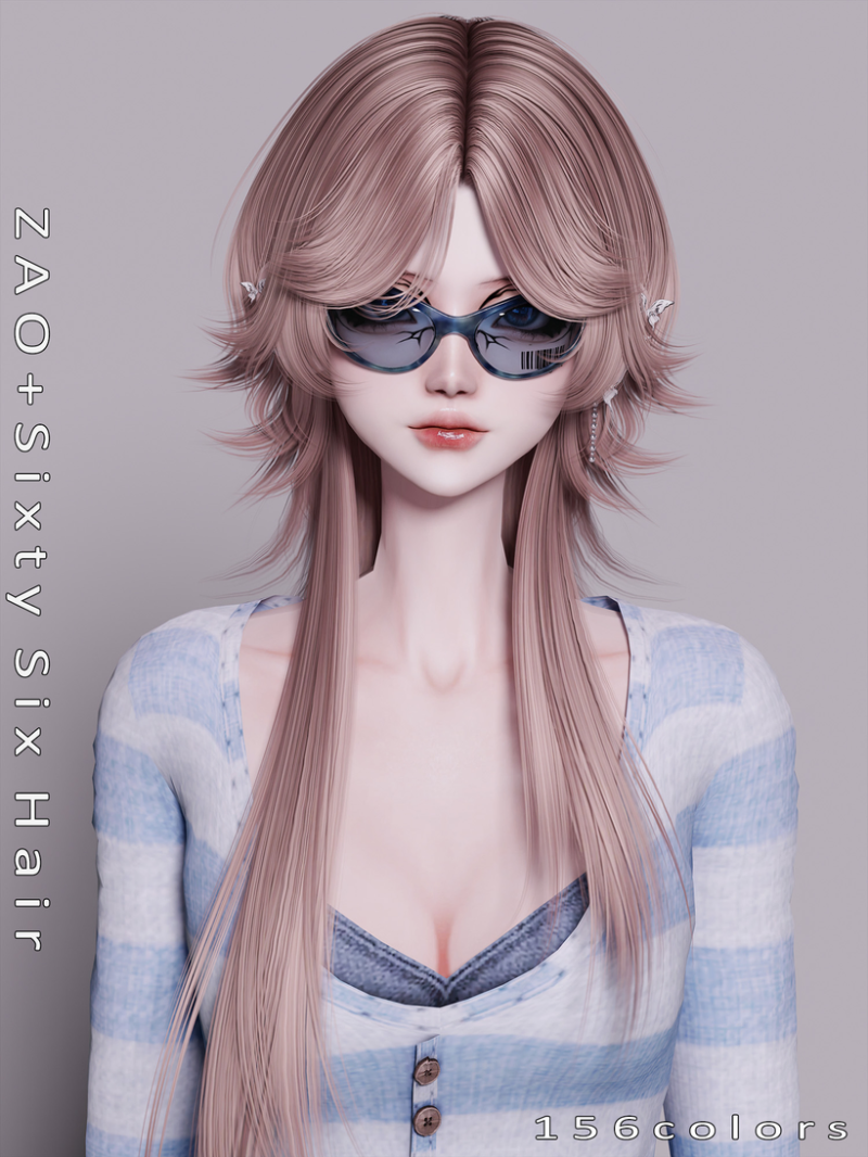 ZAO]Sixty Six Hair (2Ver) by ZAOZZAA - Sims 4 CC - SimsFinds