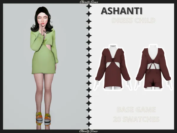 Alpha Ashanti Dress Child by clarity-sims - The Sims 4 Custom Content