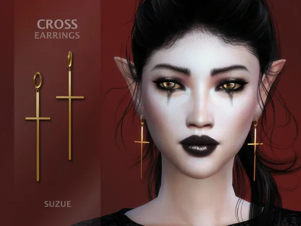 Alpha Cross Earrings - The Sims 4 Custom Content