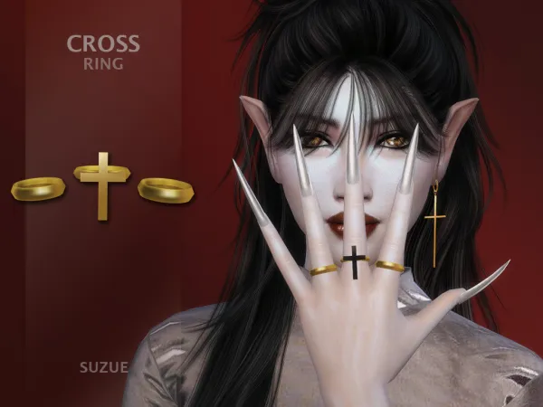 Alpha Cross Ring - The Sims 4 Custom Content
