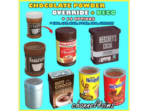 Mix Chocolate Powder Override Decorative by channel4sims - The Sims 4 Custom Content