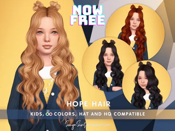 Alpha Hope Hair for kids by simsfinds - The Sims 4 Custom Content
