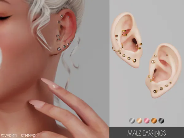 Mix Malz earrings by overkillsimmer - The Sims 4 Custom Content