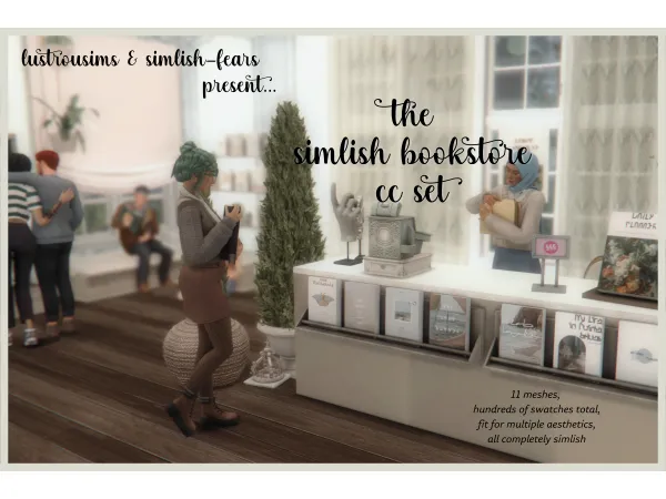 Maxis Match Simlish Bookstore Set download by simsfinds - The Sims 4 Custom Content