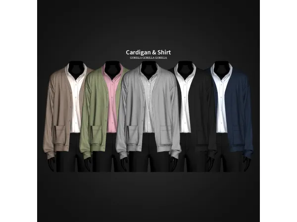 Alpha Cardigan Shirt III by gorillax3 - The Sims 4 Custom Content