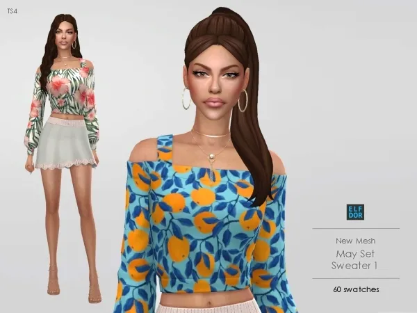 Maxis Match Spring Sweater 1 by elfdor - The Sims 4 Custom Content