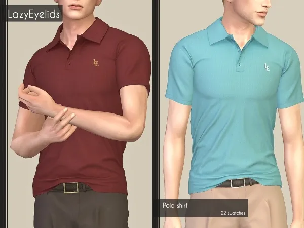 Alpha Polo shirt by lazyeyelids - The Sims 4 Custom Content