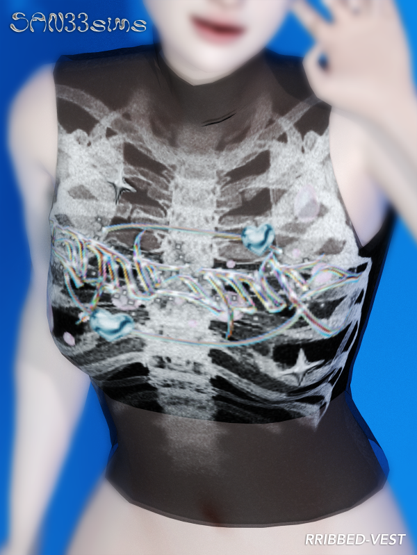 Alpha 333RRibbed Vest by simsfinds - The Sims 4 Custom Content